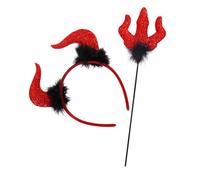 LIGIGWASH Devil Costume Accessories Red Horn Headband and Trident Fork for Halloween Party and Adults Safe Material Charming Cosplay Props