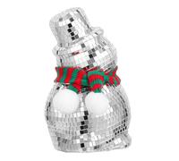 LIGIGWASH Disco Ball Snowman Ornament Christmas Decor for Indoor Holiday Parties Reflective Mosaic Glass Figurine with Knit Scarf Polyester and Foam Festive Disco Christmas Decoration for