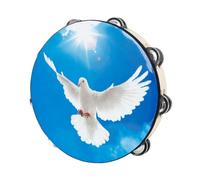 LIGIGWASH Double Handheld Tambourine Drum for Lightweight Plastic and Wood Percussion Instrument with Bells for Dance Birthday Classroom Music and Early Education