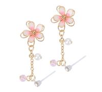 LIGIGWASH Double Layer Cherry Blossom Ear Jewelry Unique Elves Ear Pendant Lightweight Pink Flower Earrings for Daily Casual Wear for Women