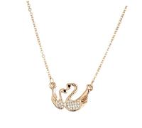 LIGIGWASH Double Swan Shape Necklace Lightweight Alloy Pendant Elegant Neck Decor for Women Ladies Simple Fashion Jewelry Birthday Anniversary Daily Wear