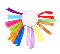 LIGIGWASH Dual Sided Tambourine Hand Drum with Colorful Ribbons Percussion Instrument for Educational Play Party Stage Performance Compact and Portable Design for Adults
