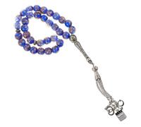 LIGIGWASH Durable Blue Glass Muslim Prayer Beads Bracelet with Tassel Safe and Comfortable Rosary String for Worship and Pilgrimage Muslim Women