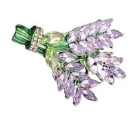 LIGIGWASH Elegant Lavender Flower Brooch Pin for Women and Rhinestone Decorated Alloy Lapel Pin Clothes and Hat Accessory Stylish Christmas Birthday Year