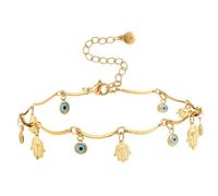 LIGIGWASH Evil Eye Anklet for Women Delicate Plated Chain with Zirconia Minimalist Jewelry for Beach Casual Wear Unique Protection Amulet