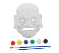 LIGIGWASH God of Wealth DIY Hand Painted Mask with Predrawn Outlines White Blank Craft Mask with Paint Colors and Brushes for Masquerade Parties Cosplay Role Playing and Festival