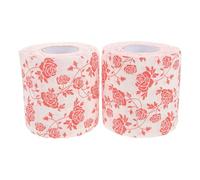 LIGIGWASH Guest Toilet Paper 2pcs Floral Toilet Roll Rose Print for Weddings Bathroom Use Absorbent Thick Wood Pulp Paper