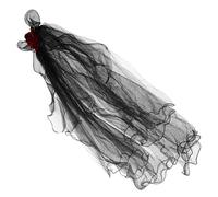 LIGIGWASH Halloween Ghost Bride Costume Party Headdress Black Rose Veil | Fabric Headband, Adjustable Fit, Lightweight Comfort, Gothic Vintage Style, for Women and Carnival Parties