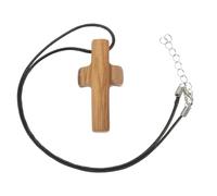 LIGIGWASH Hand-Carved Olive Wood Cross Necklace for Men Faith-Based Wooden Crucifix Pendant Cord, Religious Charm Jewelry for Easter and Christmas