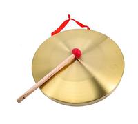 LIGIGWASH Hand Held Copper Gong Percussion Instrument with Mallet and Lanyard, Golden Resonant Sound Gong for Warning and Attention at Hawking Activities Or Basketball Games Random Style