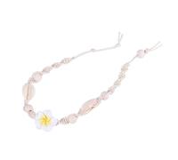 LIGIGWASH Hawaiian Flower Shell Anklet Beach Style with Extended Weaving Chain Adjustable Clay Beaded Bracelet Healthy Nickel Free Jewelry for Women for Yoga Class or Dancing Party