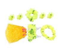 LIGIGWASH Hawaiian Grass Skirt Costume Set Thickened Flowing Skirts with Flower Necklace Bracelet Bikini Top for Tropical Summer Beach Dance Party