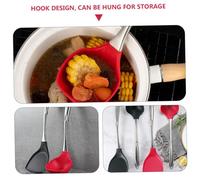 LIGIGWASH Heat-Resistant Silicone Soup Ladle with Long Stainless Steel Handle Red Non-Scratch Cooking Spoon for Home and Restaurant Use Kitchen Utensil for Serving and Mixing