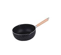 LIGIGWASH Japanese Style Stone Coated Frying Pan with Wooden Handle Non Stick Omelette Skillet for Even Heat Distribution Granite Milk Pot for Cooking Soups and Sauces