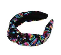 LIGIGWASH Knotted Sequin Headband Wide Glitter Hair Band Comfortable Sparkly Turban Headwrap for Women Travel Photo Shoot Accessories