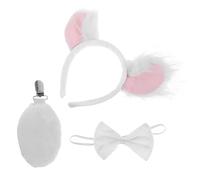 LIGIGWASH Koala Costume Accessories Set - White Koala Ears Headband, Bow Tie Tail for Adults and - Animal Ears Bow Tail Set for Festivals, Halloween, Cosplay, and Dress Up Events