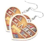 LIGIGWASH Love Heart Librarian Earrings for Women Acrylic Heart Shaped Dangle Jewelry Comfortable Lightweight Decoration Book Lovers Classic Sweet Style for Wedding Anniversary and Daily