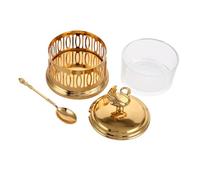 LIGIGWASH Lovely Swan Shaped Glass Salt Jar with Golden Stainless Steel Lid and Spoon Creative Hollow Design Seasoning Container for Kitchen Supplies Handy and Spice Storage