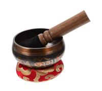 LIGIGWASH Meditation Singing Bowl 8cm Copper Buddhist Ode Bowl Set with Wood Rod and Cotton Cushion Lightweight Calming Effects for Yoga and Traveling Color Style