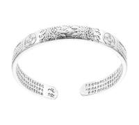 LIGIGWASH Men Adjustable Thai Silver Open Bracelet Rustic Alloy Buddhist Wristband Fortunate Cuff Bangle Suitable for Daily Wear and Spiritual