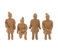 LIGIGWASH Miniature Terracotta Warriors Statues with Authentic Design and Unique Expressions 4pcs Beige Pvc Collectible Sculptures Easy to Clean for Desktop Ornaments and Home Decor