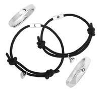 LIGIGWASH Moon Star Woven Rope Bracelet and Ring Set for Couples and Friends, Adjustable Summer Link Jewelry, Creative Moon Charm Wristband for Women and Students