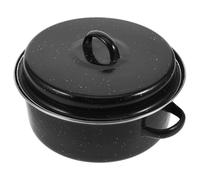 LIGIGWASH Multi-Function 24Cm Enamel Roaster Pan with Lid, Covered Household Cooking Pot for Outdoor Roasting Sweet Potatoes and Barbecue, Sturdy Kitchen Roasting Accessory for Home and