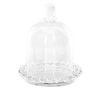 LIGIGWASH Multi-Function Crystal Glass Dessert Plate with Dust-Proof Dome Cover, Small Footed Cake Tray for Household Dessert Storage and Display