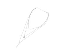 LIGIGWASH Multi Layer Alloy Necklace for Ladies Silver Metal Bar Pendant Lightweight and Short Chain Jewelry with Stable Color and Elegant Design