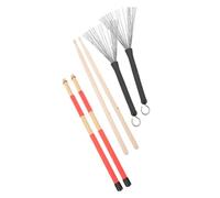 LIGIGWASH Multi Use Drum Sticks and Wire Brush Set with Storage Pouch Suitable for Drum Kit Smooth Balanced Surface Great Spring Back for Jazz Performance Musicians