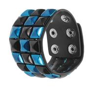 LIGIGWASH Multicolor Studded Punk Bracelet Fake Leather Cuff with Braided Rivets Unisex Gothic Wristband for Men Women Casual Biking Bar Outings Alternative Fashion Accessories