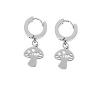 LIGIGWASH Mushroom Earrings Silver Punk Style Fashion Earring Sterling Silver Hoop Jewelry