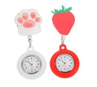 LIGIGWASH Nurse Pocket Watch Strawberry Pattern Glass + Silicone Battery Operated Clip-on Design for Women Men Professionals