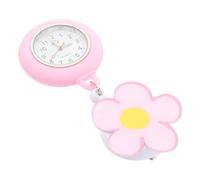 LIGIGWASH Pink Clip-on Nurse Pocket Watch with Luminous Quartz Large Dial | Silicone Cover, Removable Case, Badge Reel Retractable, for Clinic Rounds and Students