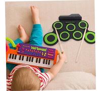 LIGIGWASH Portable Hand Roll Up Electronic Drum Set USB Powered Compact Practice Kit with Headphone Jack Two Channel Output for Boys Beginners Green Silicone Design