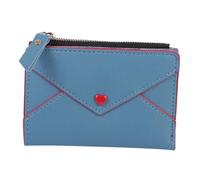 LIGIGWASH Pu Wallet for Small Change and Cards, Blue Colorful Compact Coin Purse, Separate Storage Card Holder for Women’s Daily Use