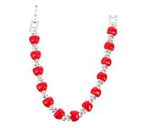 LIGIGWASH Red Apples Charm Bracelet for Women, Silver Plated Decorative Apple Bracelet Creative Drip Oil Design, Cute Fruit Theme Jewelry for Daily Wear and