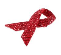 LIGIGWASH Red Ribbon Brooch Cancer Awareness Pins Lapel Pin Rhinestone Alloy for Sweater World Cancer Day