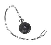 LIGIGWASH Retro Classic Round Pocket Watch with Arabic Numerals Dial Black Flip Cover Thick Chain Steampunk Vintage Timepiece for Men and Women Gift