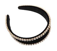LIGIGWASH Rhinestone Embellished Wide Velvet Headband for Women Comfortable Non Slip Dressy Hair Accessory for Weddings Parties Versatile for All Hair Lengths Elegant Black Design