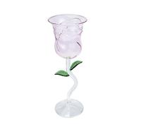 LIGIGWASH Rose Wine Goblet Glass with Stylish Rose Flower Design Elegant Cocktail Drinking Cup for Bar Party Wedding and Banquet Decoration Comfortable Smooth Touch Glass Material