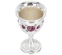 LIGIGWASH Russian Style Zinc Alloy Wine Goblet Vintage Embossed Whiskey Cup with Stem for Party and Home Bar, Delicate Metal White Wine Glass, Single Purple Silver Shot Cup
