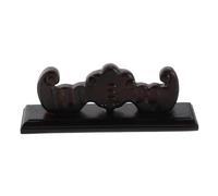 LIGIGWASH Solid Wood Bamboo Flute Display Stand with Elegant Carved Pattern Desktop Holder for Two Wind Instruments Multi Functional Wooden Rack for Music Rooms and Office Storage