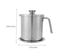 LIGIGWASH Stainless Steel Grease Container with Removable Mesh Strainer for Kitchen Cooking Oil Storage and Filtration Steel Oil Keeper for Bacon Coconut and Pan Grease