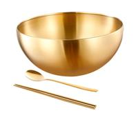 LIGIGWASH Stainless Steel Korean Style Cold Noodle Bowl with Chopsticks and Spoon Thickened Multipurpose Reusable Dinnerware for Salad Fruit and Dessert Safe and Smooth Kitchen Tableware