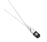 LIGIGWASH Stainless Steel Pill Shaped Ashes Necklace Long Chain Urn Pendant for Men Durable Neck Decoration Keepsake Storage for Human Pet Ashes Thoughtful Memorial Jewelry