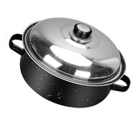 LIGIGWASH Stainless Steel Roasting Pan with Lid High Temperature Resistant Multi Function Roaster for Sweet Potatoes Corn Chicken Wings and Barbecue Double Handle Convenient Cooking Pot for