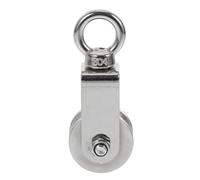 LIGIGWASH Stainless Steel Single Pulley Block 34Mm Swivel Ring Towing Pulley with 304# Bearing Groove Wheel for Industrial Wire Rope Lifting and Home Use