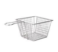 LIGIGWASH Stainless Steel Snack Basket Fried Basket French Fries Holder Strainer Square Potatoes Serving Small Mini Silver