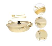 LIGIGWASH Thickened Aluminum Ramen Pot with Lid Spoon and Chopsticks Lightweight Korean Noodle Cooking Pot with Dual Side Handles Quick Heating Soup and Stew Cooker for Camping and Home Use